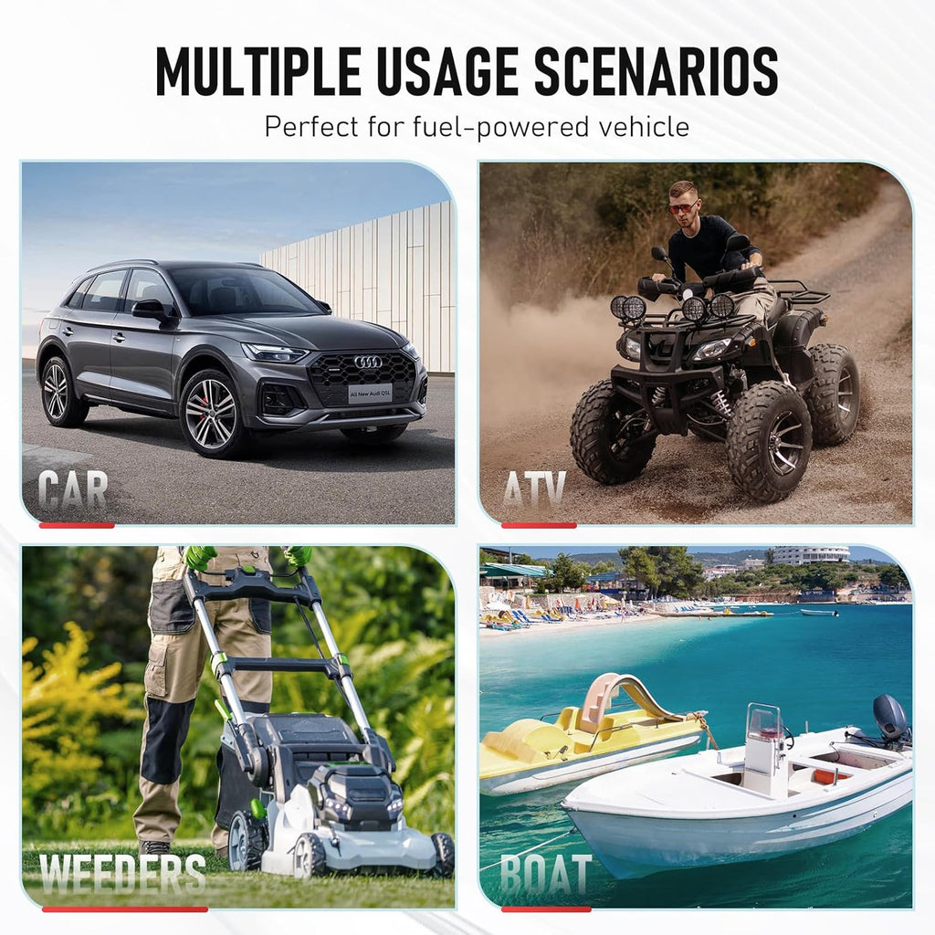 15 Gallon Gas Can, Fuel Tank Container with LE Fluid Transfer Manual Siphon Pump & 10FT Hose, Portable Diesel Gas Storage Caddy with Wheels for Car, ATV, Weeder, Boat, etc., Red