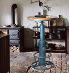 LOKKHAN Industrial Bar Table 38.6"-48.4" Height Adjustable Swivel Round Wood Tabletop 23.7" Dia, Kitchen Dining Office Coffee Bistro Pub Table