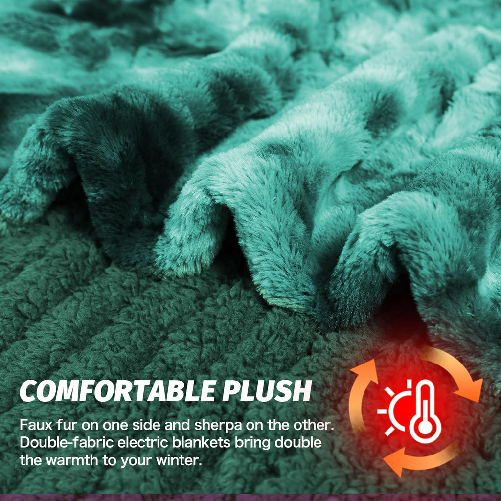 Manta Elétrica Aquecida OCTROT - Manta de Aquecimento em Sherpa de Lã para Sofá, Manta de Aquecimento de Pelo Sintético para Colo com Temporizador de 5 Posições e 10 Níveis de Aquecimento, Certificação ETL&FCC, para Adultos