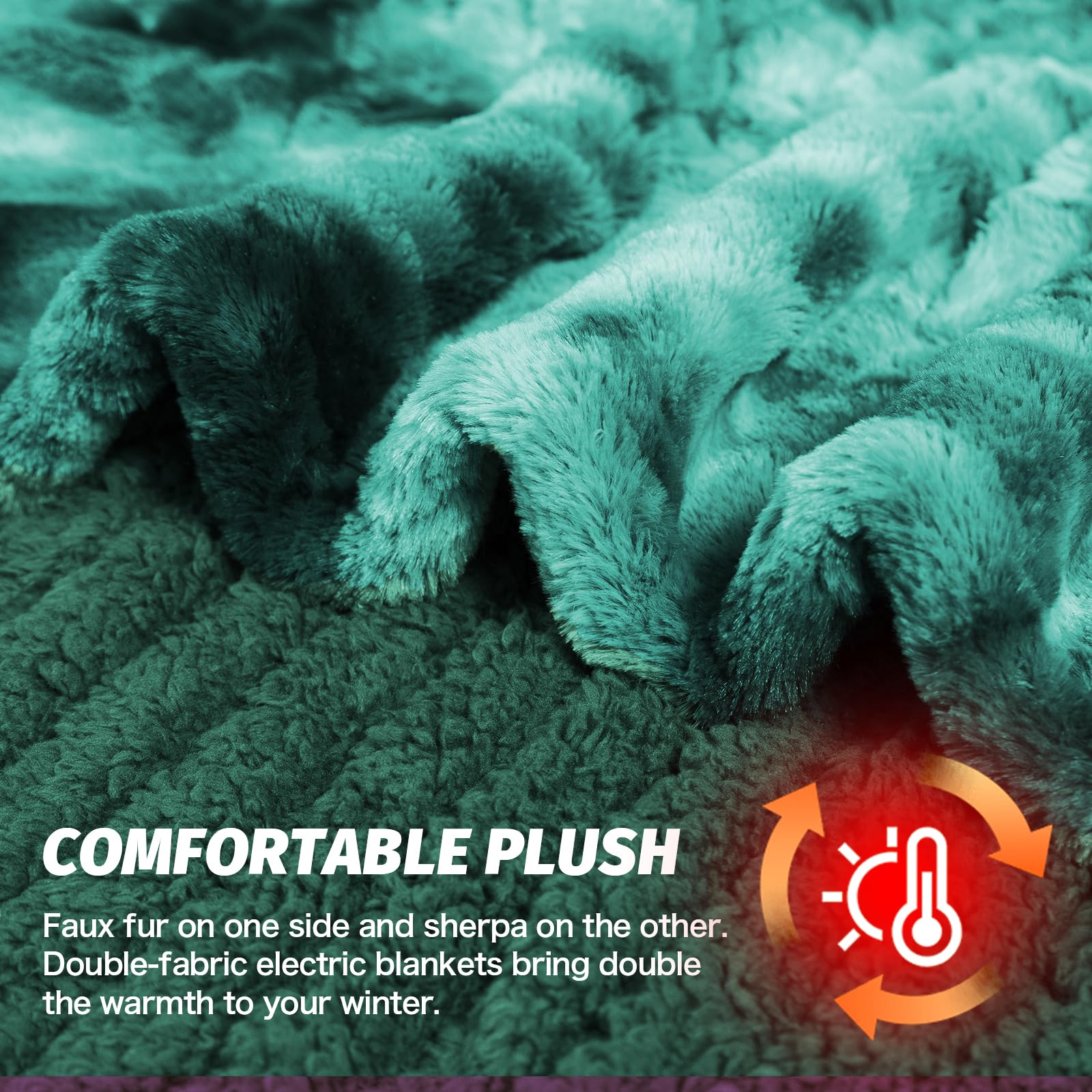 Manta Elétrica Aquecida OCTROT - Manta de Aquecimento em Sherpa de Lã para Sofá, Manta de Aquecimento de Pelo Sintético para Colo com Temporizador de 5 Posições e 10 Níveis de Aquecimento, Certificação ETL&FCC, para Adultos