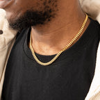CHENETOILE Corrente Cubana Masculina de Ouro 14K 5mm Colar de Ouro para Homens 20 Polegadas