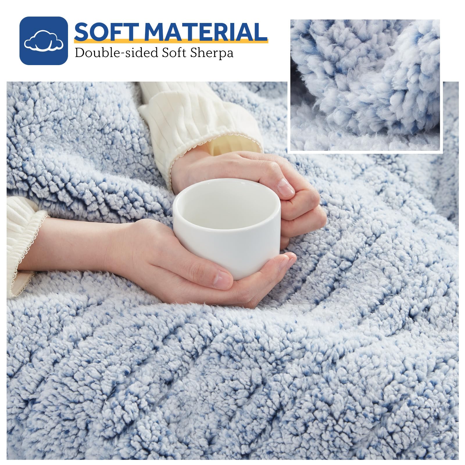 SEALY Electric Blanket Heated Throw 50"x60" Soft Double Sherpa Super Cozy with 6 Fast Heating Levels & 2-10 Hours Auto-Off, Over-Heat Protection, Machine Washable, Charcoal