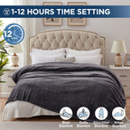 Manta eléctrica Westinghouse tamaño Queen, franela súper suave y acogedora 84" x 90" manta calefactable con 10 niveles de calentamiento rápido y apagado automático de 1-12 horas, lavable a máquina, certificación ETL y FCC, beige