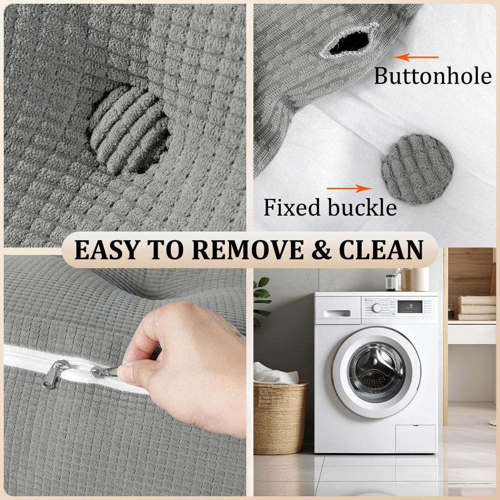 Huatean Home Headboard Pillow Queen, Backrest Triangular Wedge Pillow Headboard Queen, Large Cushion Headboard Wedge Pillows for Sitting in Bed, Daybed Bolster Pillow Headboard for Back Support, Gray