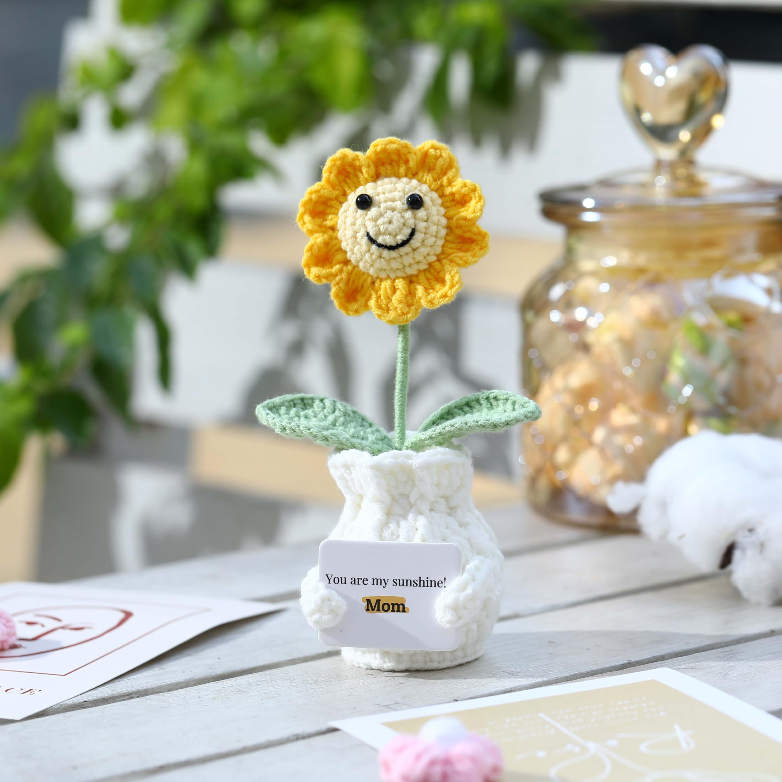 Crochet Flower Pot Forget-me-not Pink Thank You Crochet Gifts for Women Coworker Graduation & Mother's Day Gift Pink Crochet Potted Flower for Women Teacher| Handmade Knitted Potted Plant