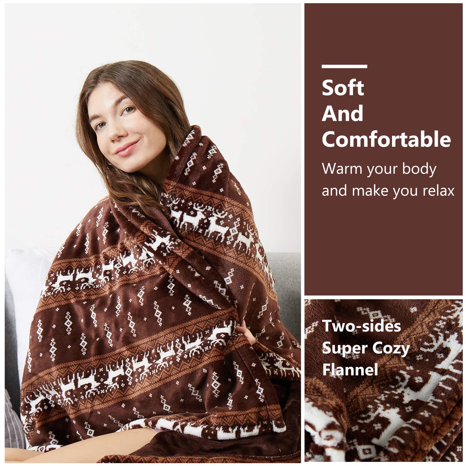 Manta Elétrica Tefici, Super Aconchegante e Macia, Flanela de 2 Camadas 50" x 60", Manta Aquecida com 3 Níveis de Aquecimento e Desligamento Automático em 4 Horas, Lavável na Máquina, Certificada ETL e FCC, Uso Residencial e Escritório, Cor Camelo