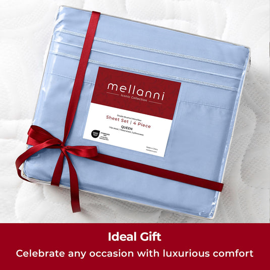 Mellanni Queen Sheets Set - 4 PC Iconic Collection Bedding Sheets & Pillowcases - Hotel Luxury, Extra Soft, Cooling Bed Sheets - for Women, Men, Kids & Teens (Queen, White)