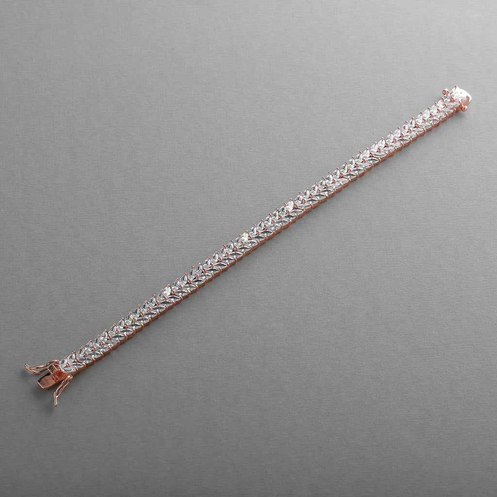Mariell Cubic Zirconia Rose Gold Plated Tennis Bracelet for Women - Bridal, Wedding or Everyday Jewelry