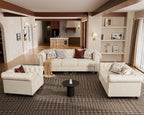 Morden Fort Classic Chesterfield Sofa Set 82'', Tufted Sofa Couch Set with Solid Wood Legs Thick Cushion, Pet-Friendly 3-Seater Sofas Couches for Living Room Bedroom Apartment - Velvet Beige