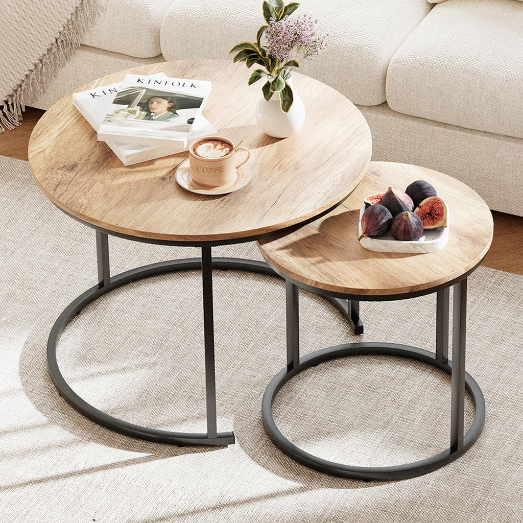 Garden 4 you Coffee Table Faux Marble Nesting Table for Small Place 2 Sets Modern Furniture Living Room Sets End Side Table Night Stand for Bed Room Dining Room (White & Gold)