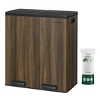 SONGMICS Trash Can, 2 x 8 Gallon (2 x 30 L) Garbage Can for Kitchen, with 15 Trash Bags, 2 Compartments, Plastic Inner Buckets and Hinged Lids, Airtight, Silver and Black ULTB60NL