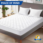 MEELUS Padded Queen Mattress Protector, Breathable Waterproof Mattress Pad Cover Fitted Deep Pocket 8"-21", Soft Noiseless Mattress Cover Washable Cooling for Home Hotel Bedroom, White