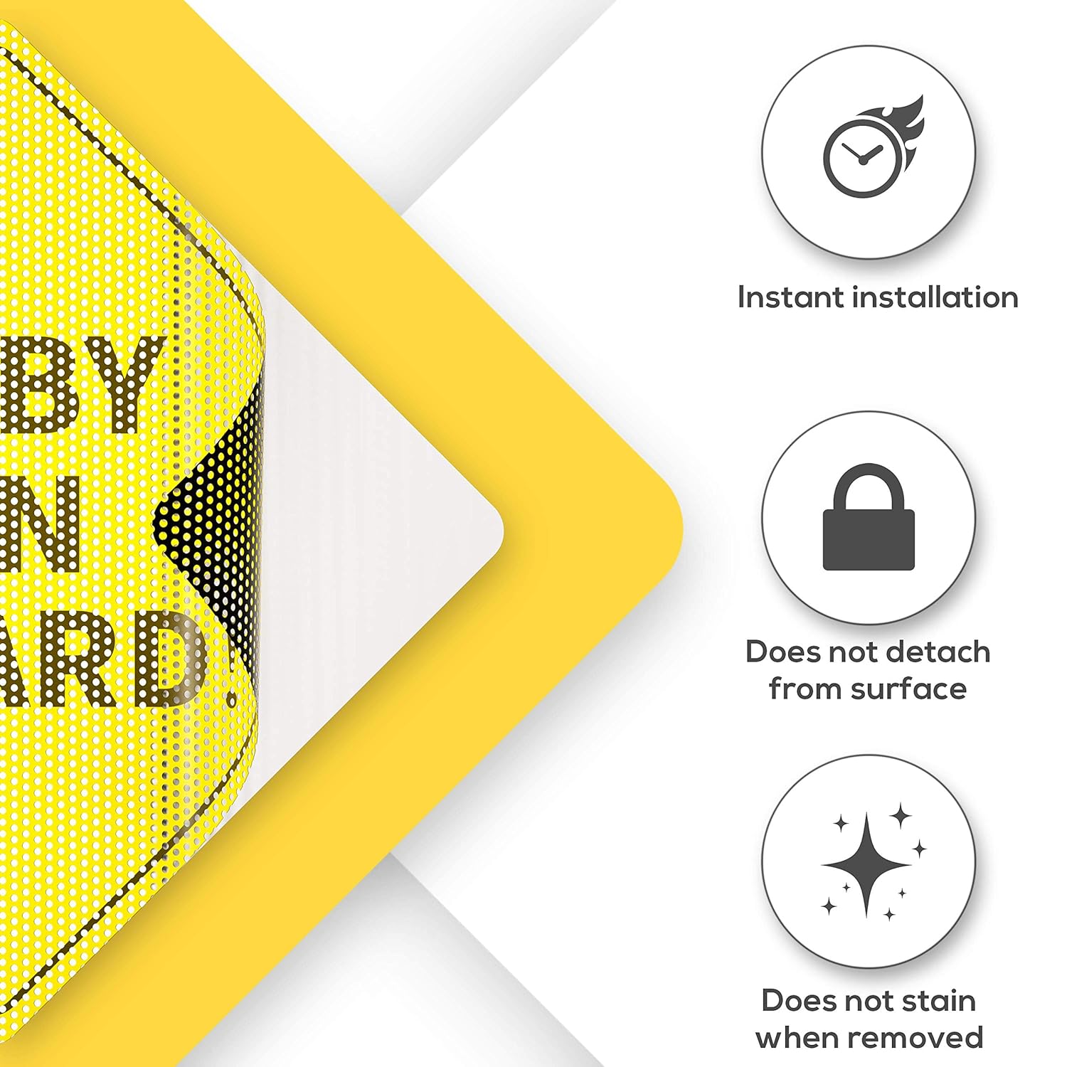 Baby On Board Signs, Car Essentials - Baby On Board Sticker - 2 Pack, 5" by 5" - Bright Yellow and See-Through When Reversing - Best Safety Signs - Non Magnet - Durable Strong Adhesive
