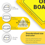 Baby On Board Signs, Car Essentials - Baby On Board Sticker - 2 Pack, 5" by 5" - Bright Yellow and See-Through When Reversing - Best Safety Signs - Non Magnet - Durable Strong Adhesive