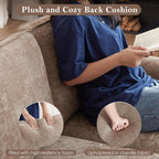 Rolled Arm Sofa with Nailhead Trim, 81.5" Living Room Couch, Comfy 3 Seater Chenille Fabric Couches, w/Deep Seat, Upholstered Brown Sofa for Bedroom, Apartment, Home Theater, Office