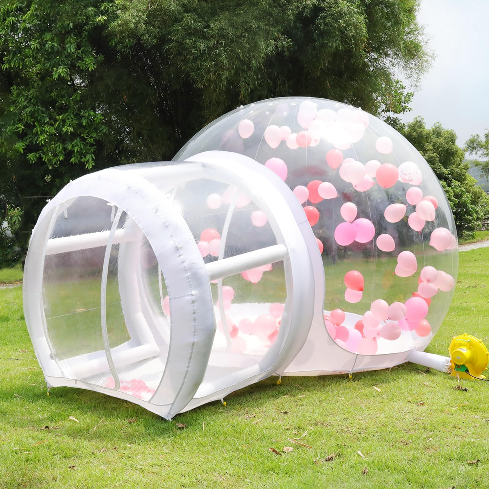 FINCOME Inflatable Bubble House 10FT for Kids Adults, Large TPU Balloon House with Double Air Blowers 100 Balloons, Bubble Balloon House for Party Wedding Birthday Holiday Outdoor Commercial Event