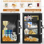 4.0 Kübik Büyük Ev Kasası Yangın Geçirmez Su Geçirmez, Hırsızlığa Karşı Yangın Geçirmez Kasa Programlanabilir Tuş Takımı, Yedek Anahtarlar ve Çıkarılabilir Raf ile, Ev Parası, Ateşli Silahlar, Belgeler ve İlaçlar için Dijital Güvenlik Kasası