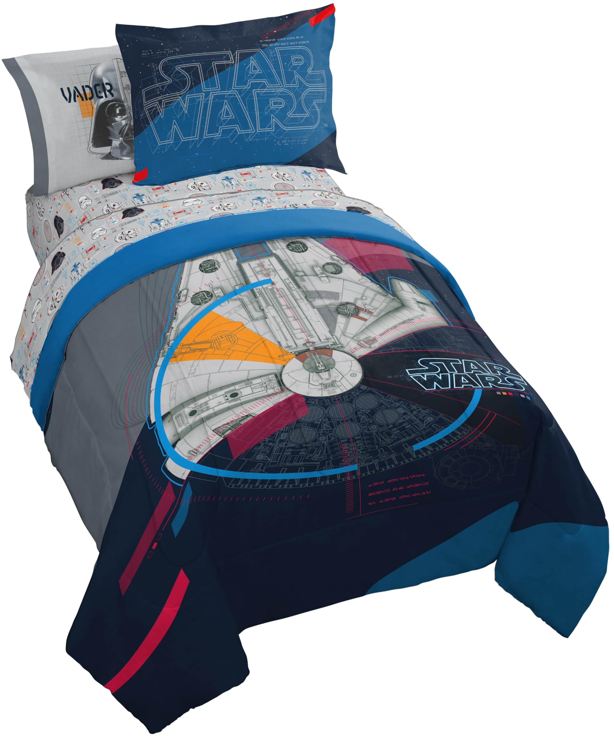 Jay Franco Kids Comforter Set Includes Sheets and Pillow Covers - Soft and Cozy Bed Set for Stylish Room Decor, Grey - Minecraft Movie, 7 Piece Queen Size Bedding