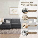 Walsunny Sectional Couches for Living Room, Convertible U-Shaped Sofa Couch with Double Chaise, 4 Seat Sofa Set Modular Sofa Couch for Apartment, Black