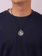 HAQUIL Viking Necklace, Sun Crescent Moon Yggdrasil Ouroboros Jormungandr Midgard Serpent Pendant, Faux Leather Cord, Viking Jewelry Gift