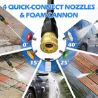 Pressure Washer, 5000PSI Max 3.2GPM Power Washer Adjustable Touch Screen with 35FT Power Cord, 20FT Hose, 4 Nozzles for Driveways Furniture or Cars, Blue