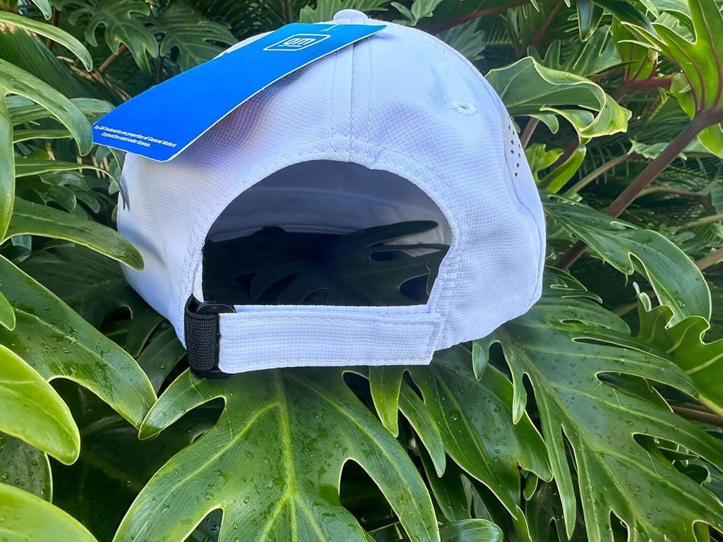 GMC Denali Hat - Perforated White Nylon Structured Cap with Gray Visor - 3D Embroidered Logo Hook and Loop Closure