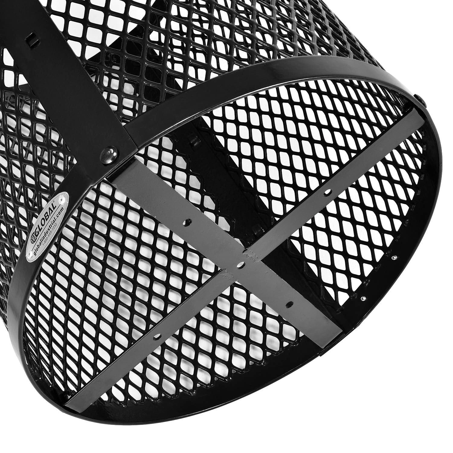 Global Industrial 36 Gallon Outdoor Steel Trash Can with Dome Lid, Plastic Liner and Anchor Kit Included, 23-1/2" Diameter x 40" H, Powder Coat Finish, Unassembled, Black