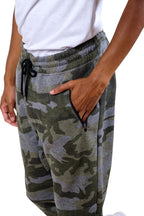 Brooklyn Athletics Men's Fleece Jogger Pants Active Zipper Pocket Sweatpants, Olive Camo, Large