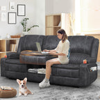 3 Seater Recliner Sofa Set with 2-Tier Cushion, 3+1 Pieces in Living Room, 3 Seater Reclining Couch Leather with Removable Console, 1 Oversize Recliner Chair Sofa Seat