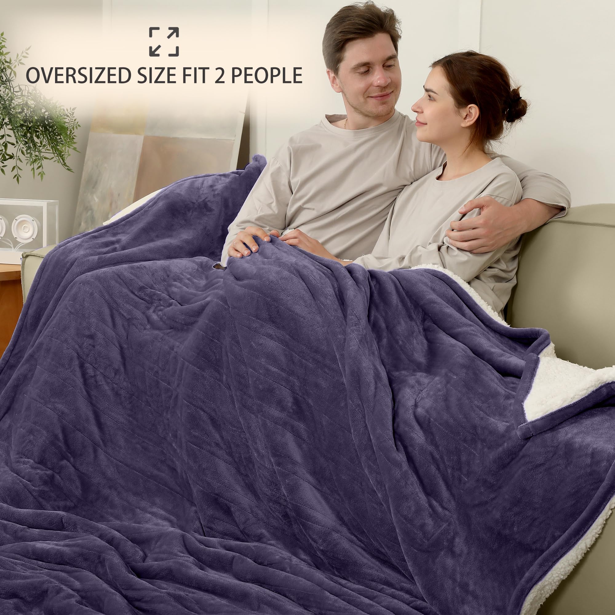 Coperta Elettrica Riscaldata Plaid con 5 Livelli di Riscaldamento e Spegnimento Automatico dopo 4 Ore, Plaid Riscaldato 50"x60" con Certificazione ETL e FCC per Casa e Ufficio, Lavabile in Lavatrice, Grigio Scuro