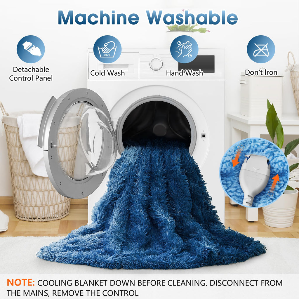 Elektrische Heizdecke mit Kunstpelz, Größe mit flauschigem Sherpa-Rücken, wärmende Plüschdecke Geschenk, weiche Heizdecken mit 10 Wärmeeinstellungen, 5 Zeiteinstellungen, ETL 50"x60", Anthrazitgrau