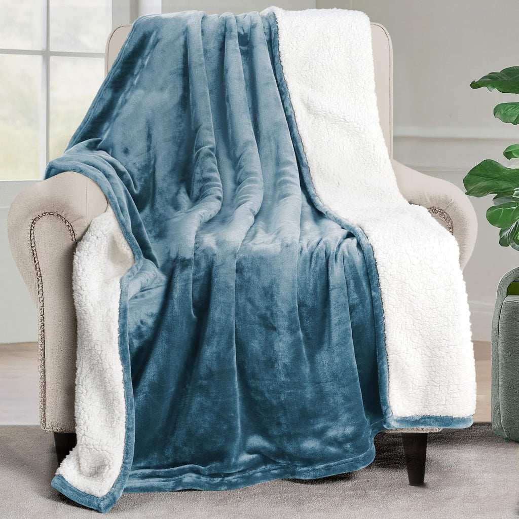 Utopia Bedding Sherpa Blanket Queen Size (Plum, 90x90 Inches) - Soft Lightweight Plush Fleece Reversible Blanket for Bed, Sofa, Couch, Camping and Travel