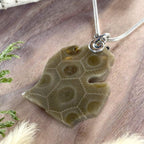 Michigan Shaped Petoskey Stone Pendant
