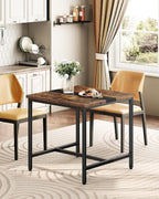 Square Kitchen Dining Table, 29.5'' Dining Table, Small Dining Tables, Writing Desk, Coffee Tables, for Restaurant, Living Room, Apartment, Rustic Brown and Black TCZ02BF