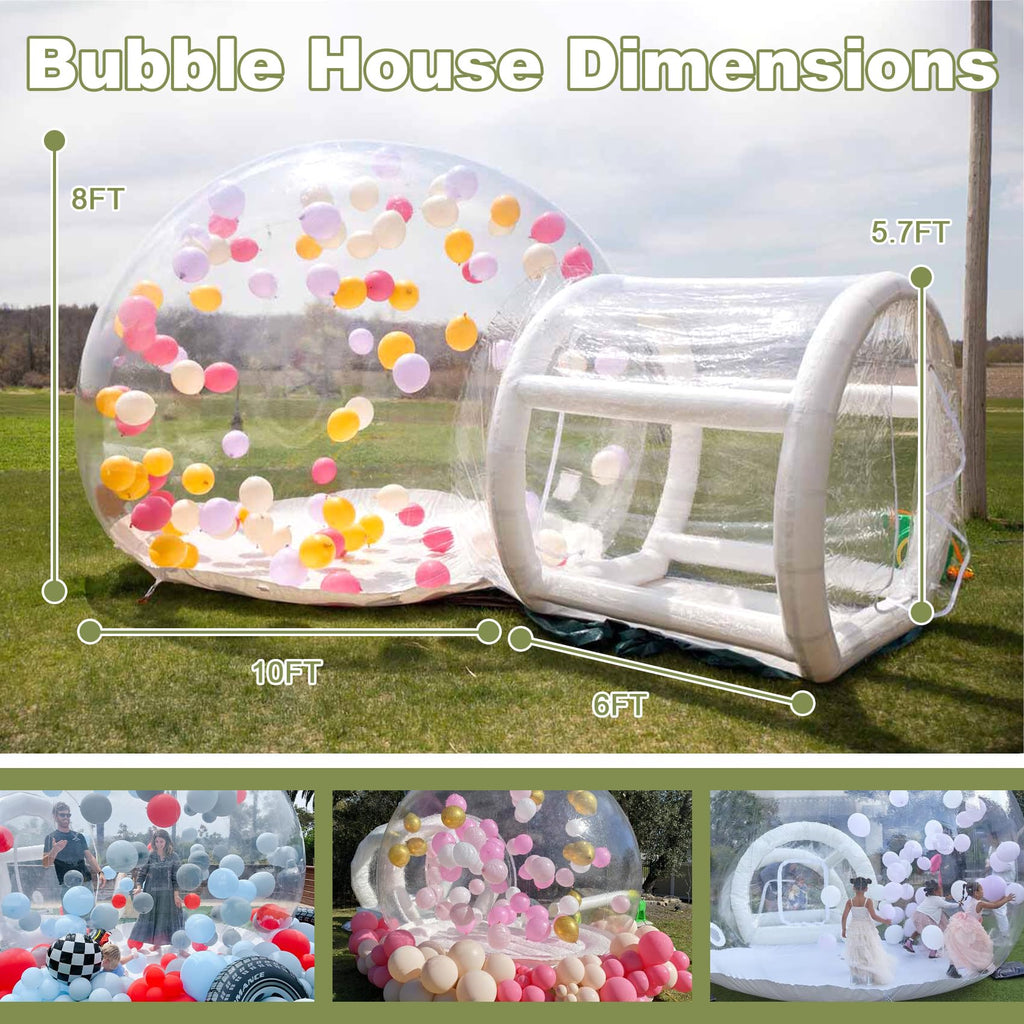 Eachup 10FT Inflatable Balloon House for Kids Adults,TPU White Commercial Inflatable Bubble House Ball Pit,Bubble Tent Dome Playground Set with Double Blower for Backyard Birthday Wedding Party - Grand Goldman