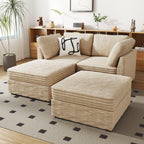 Modular Sectional Sofa,5 Pieces Sectional Couches for Living Room,L Shaped Cloud Couch Chaise Set, Black