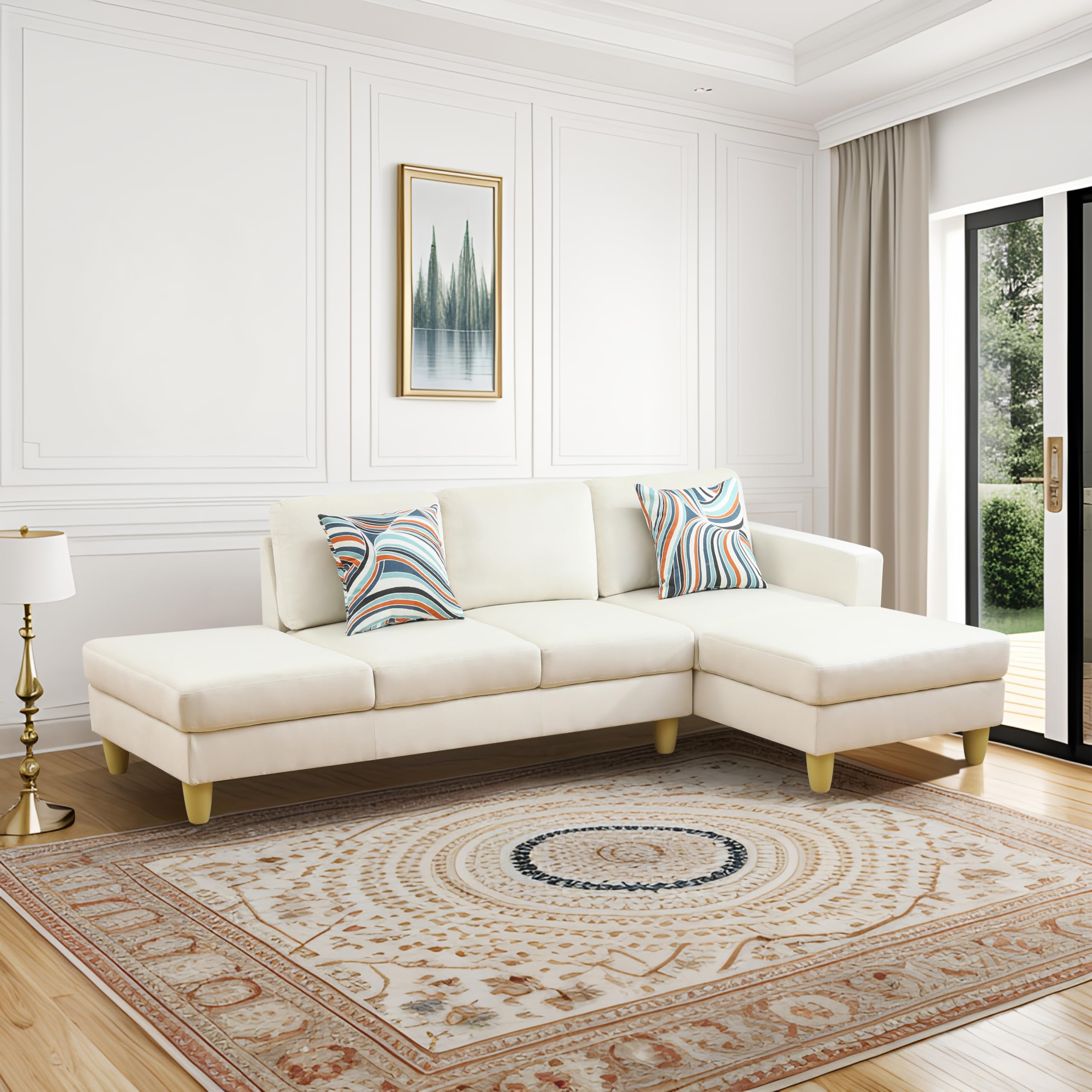 Ball & Cast Calico 4-Piece Couch Living Room Couch Set with Sofa and Loveseat,Modular L Shaped Sectional Couches w/Free Combination and Wood Frame,Furniture for Apartment,Studio,Office,Pale Green