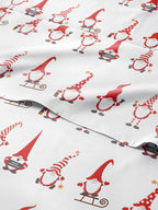 Komplet pościeli King Christmas Tree - Świąteczny wzór Xmas na lnie - Głębokie kieszenie - Dopasowany krój - 4 części - Bez zagnieceń - Wygodna i chłodząca świąteczna pościel zimowa - Łatwa w pielęgnacji - Przyjazna dzieciom