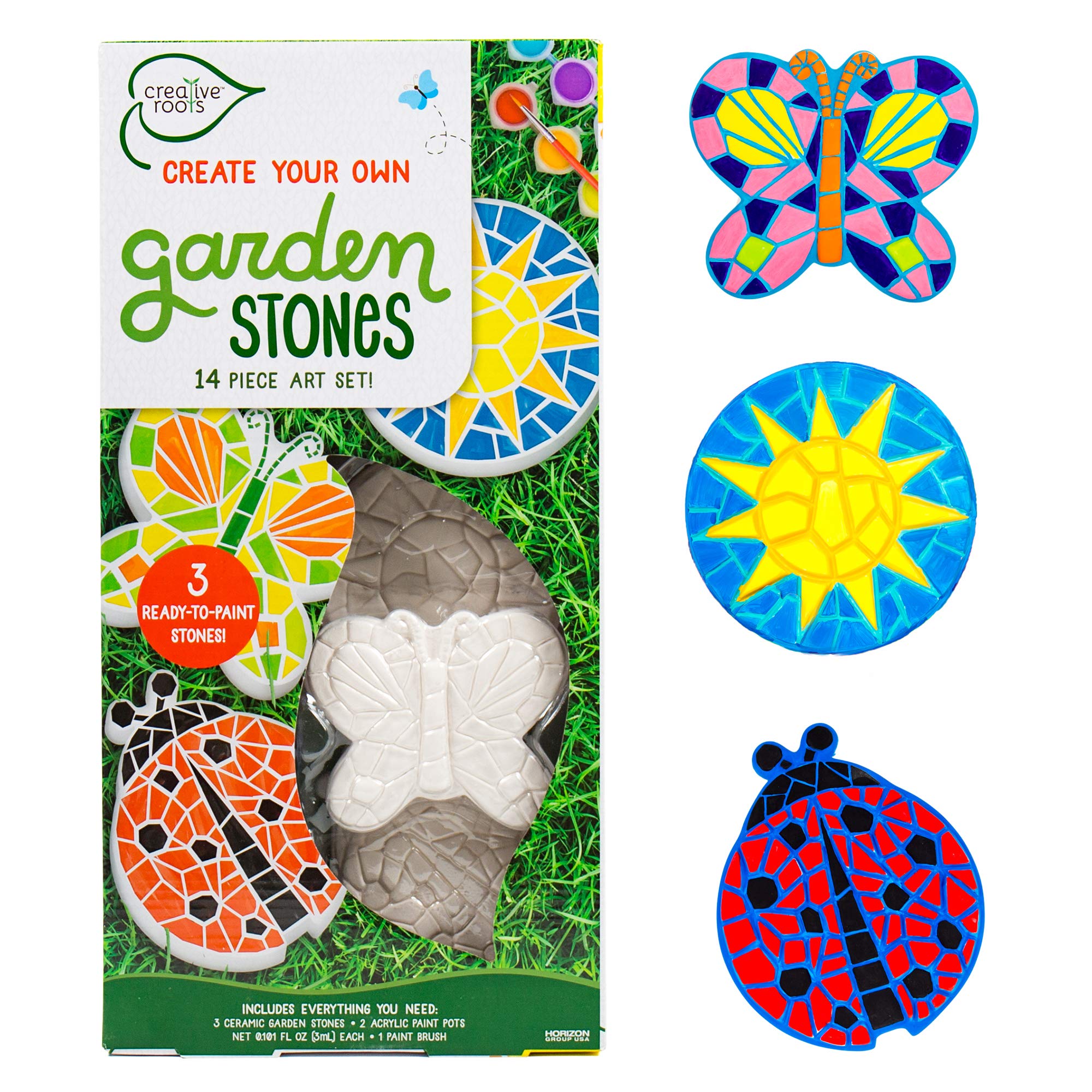 Creative Roots Paint Your Own #1 Dad Stepping Stone, Paintable Ceramic 7 in. Stone, Includes 6 Acrylic Paints & Paintbrush, Great Arts and Crafts for Kids Ages 8-12, Father's Day Gift