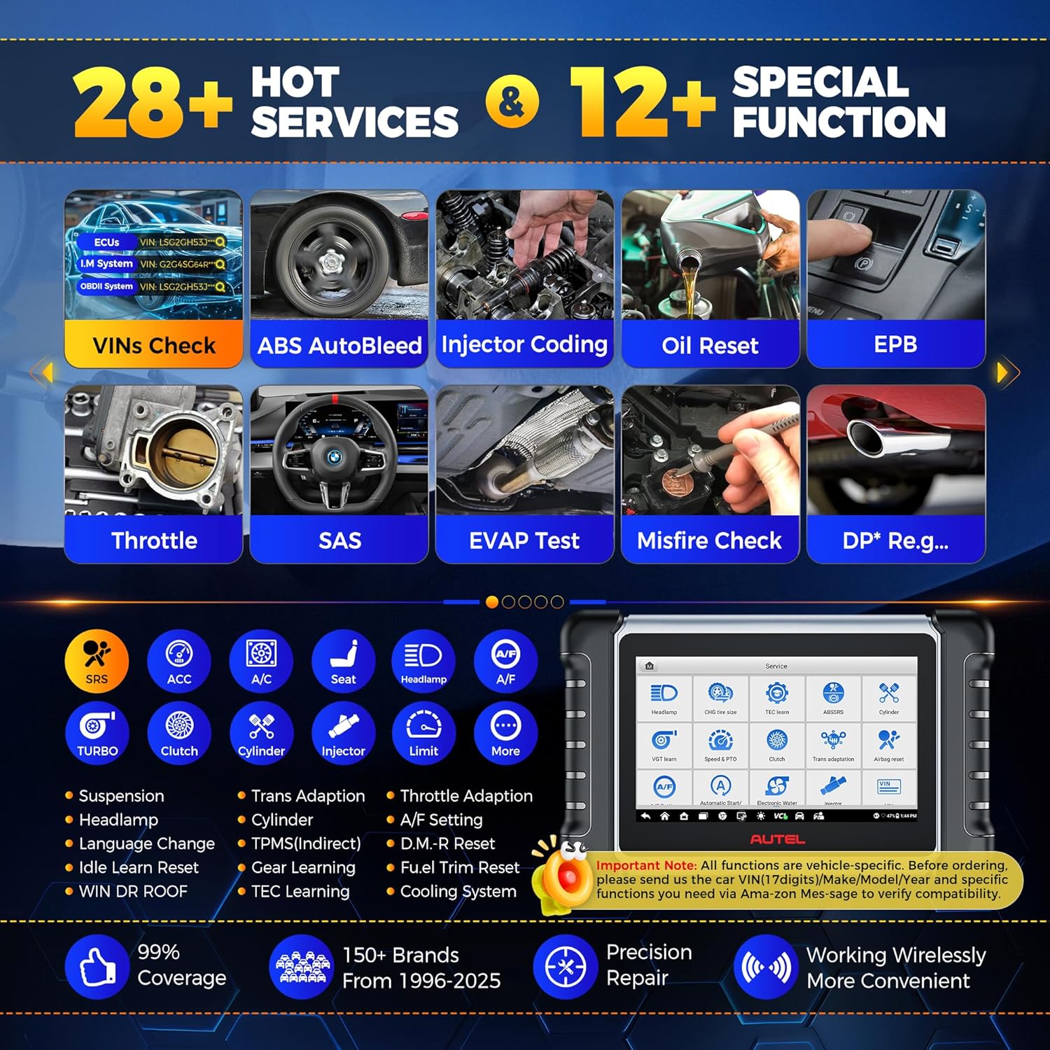 Autel Scanner MaxiCOM MK808BT PRO, 2025 2.0 Full Bidirectional Diagnostic Tool as MK900 MX900 MK900BT, Pro Ver. of MK808S MX808S, 3000+ Test, 28+ Service, All System, Brake Bleed, Injector Coding, FCA