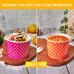 LITOPAK 120 opakowań 16 oz kubków do lodów, jednorazowe kubki na deser na zimne lub gorące jedzenie, kolorowe papierowe miseczki na zupy, desery lodowe i lody