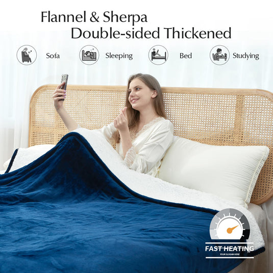 Heated Blanket Throw Size, Soft and Cozy Electric Heating Blanket for Bed, Automatic Safety System 6 Heating Levels & 4 Hours Auto-Off, 50" x 60" Dark Grey