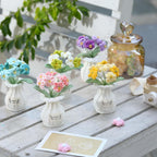 Crochet Flower Pot Forget-me-not Pink Thank You Crochet Gifts for Women Coworker Graduation & Mother's Day Gift Pink Crochet Potted Flower for Women Teacher| Handmade Knitted Potted Plant