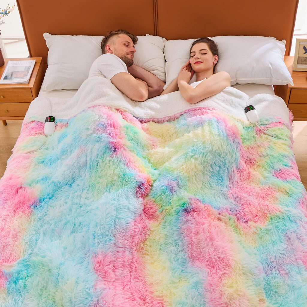 Elektrische Heizdecke mit Kunstpelz, Größe mit flauschigem Sherpa-Rücken, wärmende Plüschdecke Geschenk, weiche Heizdecken mit 10 Wärmeeinstellungen, 5 Zeiteinstellungen, ETL 50"x60", Anthrazitgrau