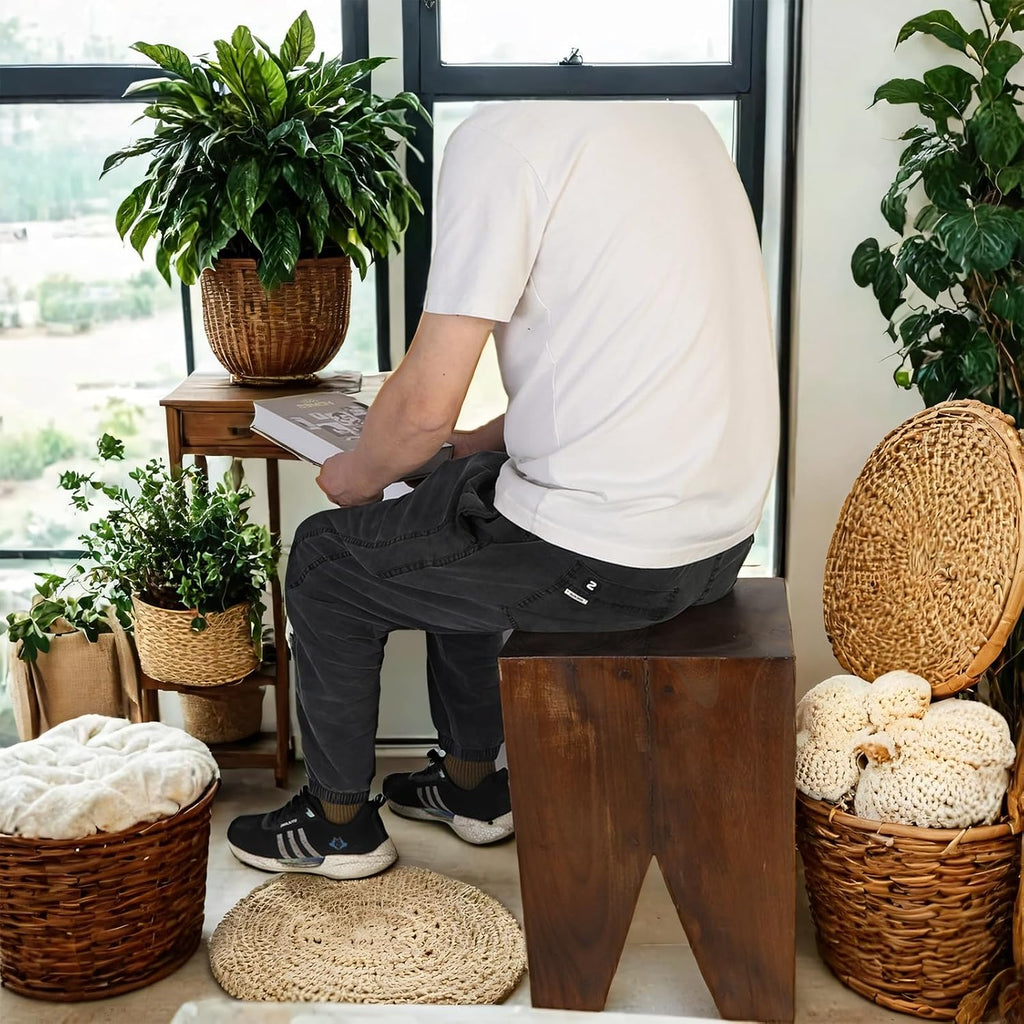 TORMAYS HOME Wooden Side Table Tree Stump End Table Natural Wood Stool Plant Stand Handcrafted Small Nightstand Rustic Accent Table for Sofa Bedside Balcony (Brown)