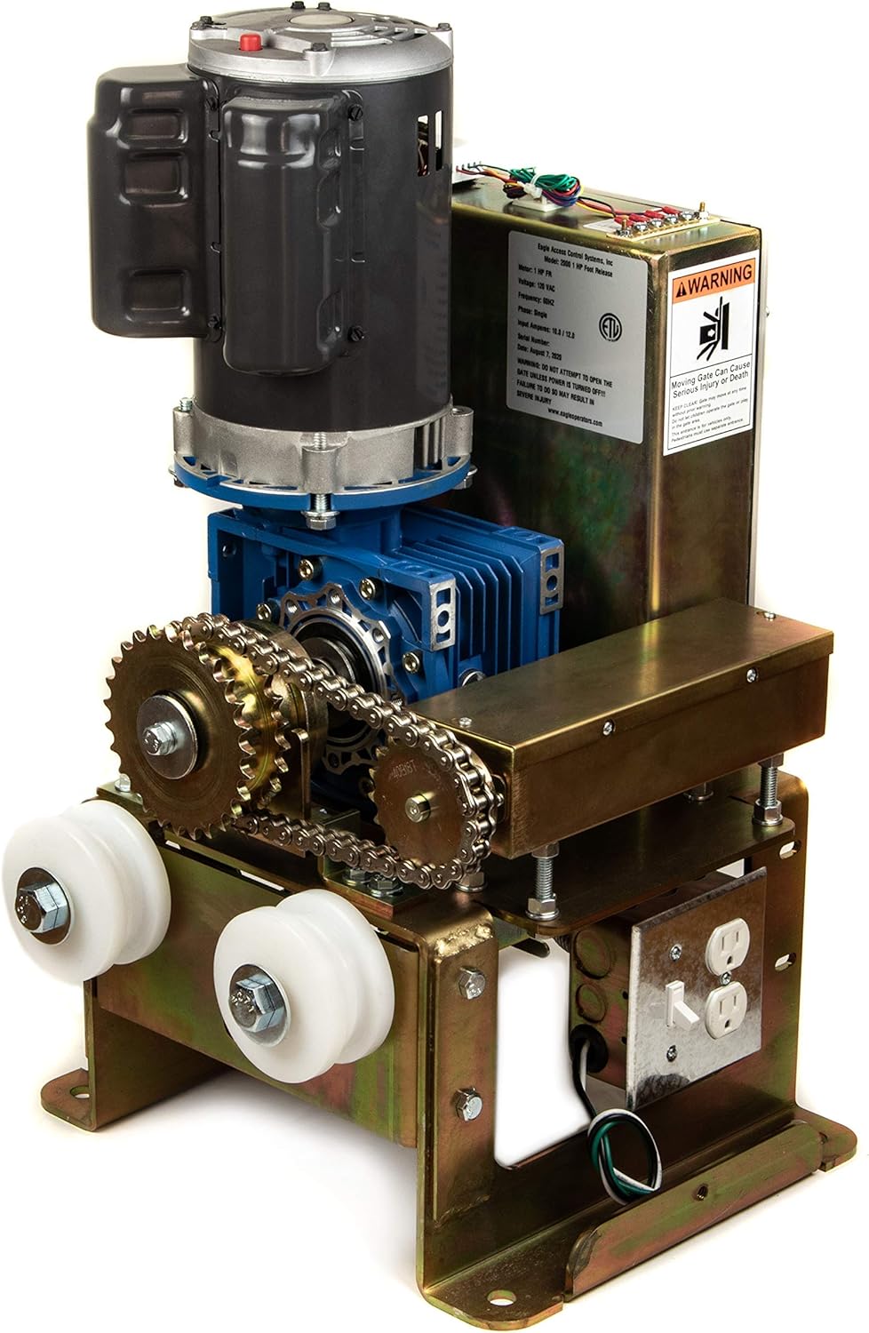 Eagle-2000-FR-1HP Slide Gate Opener 45' & 2000 lbs Gate Capacity Free 2 Remotes, Receiver and EG111 Monitored Photo Eye Included