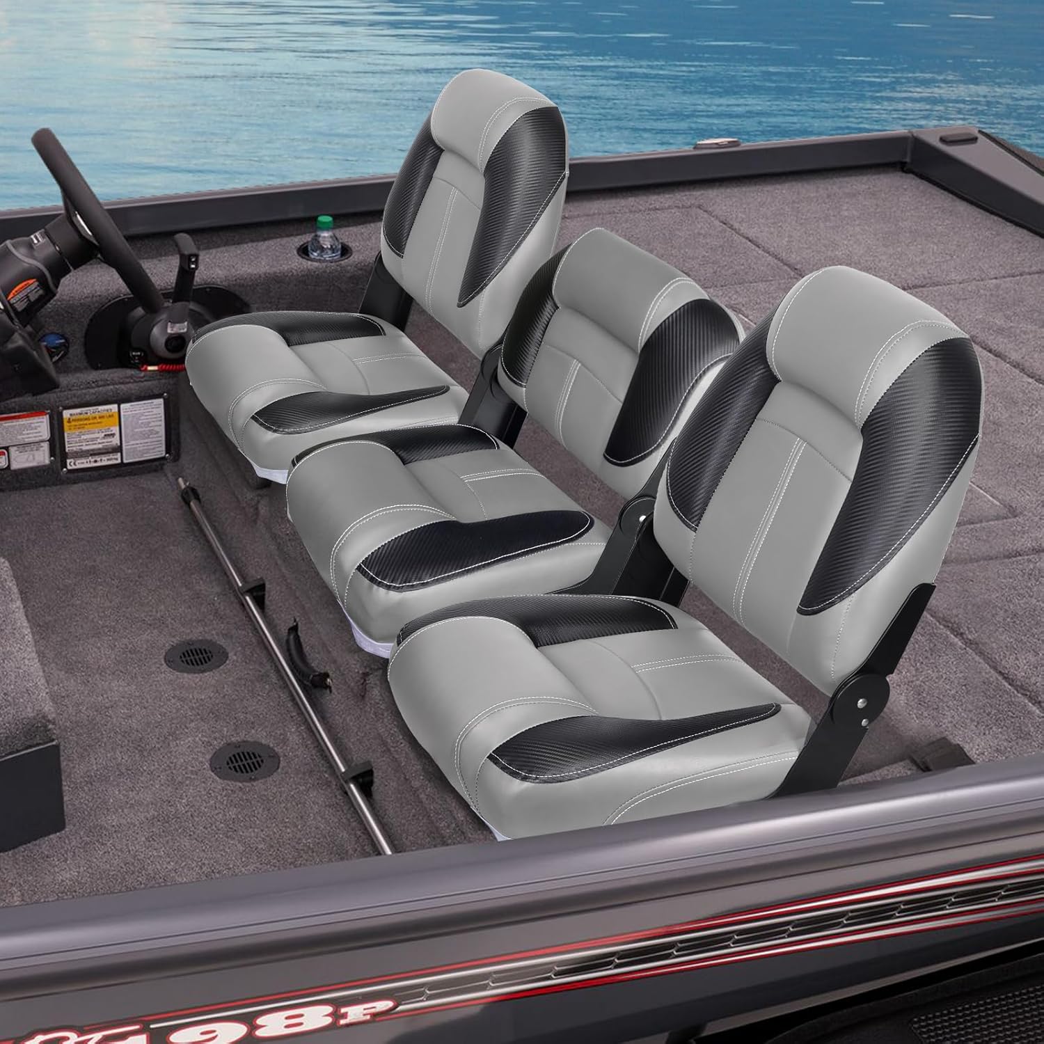 Leader Accessories 50" Bass Boat Seats Folding Fishing Boat Seat