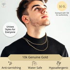 MAX + STONE Corrente de Ouro 10K 2MM Corrente Hipoalergênica Curb de 18 Polegadas | Corrente de Ouro Maciço para Homens e Mulheres | Colar de Ouro 10K Masculino
