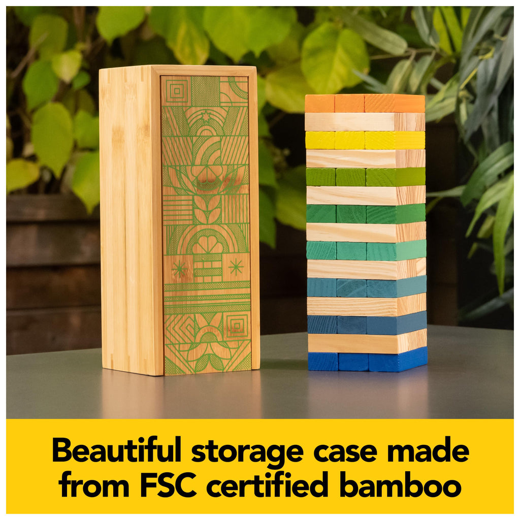 Classiques Pleins de Conscience, Tour d'Empilage de Blocs en Bois Durable, Jeu de Fête en Bambou pour Adultes et Enfants de 8 ans et plus