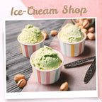 MATICAN Paper Ice Cream Cups, 50-Count 5.5-Oz Disposable Dessert Bowls for Hot or Cold Food, 5.5-Ounce Party Supplies Treat Cups for Sundae, Frozen Yogurt, Soup, Pastel Stripes